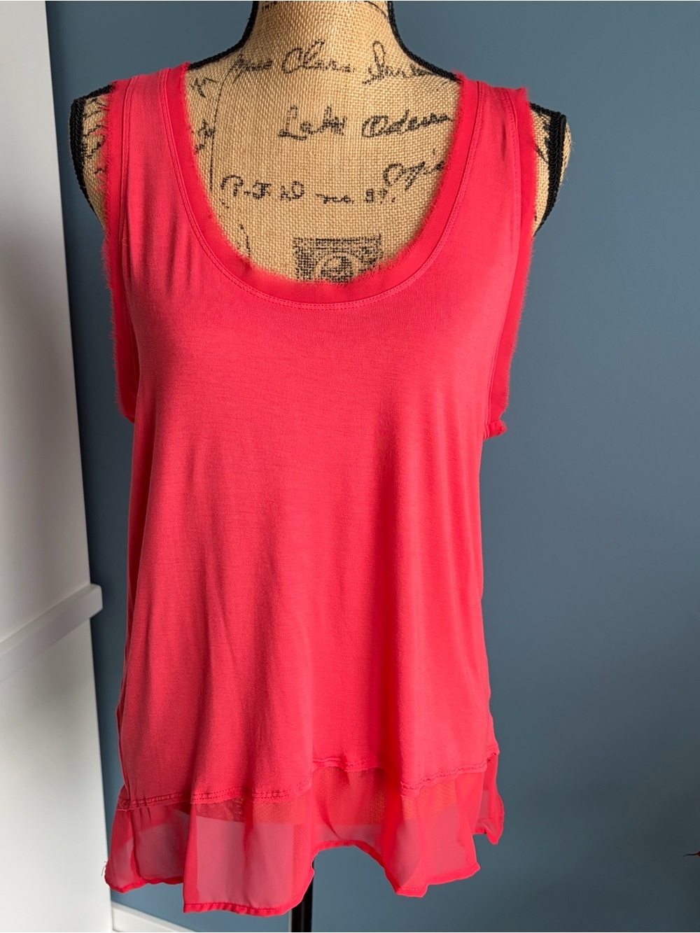 Bordeaux by Anthropologie Raw Fringe Edge Tank